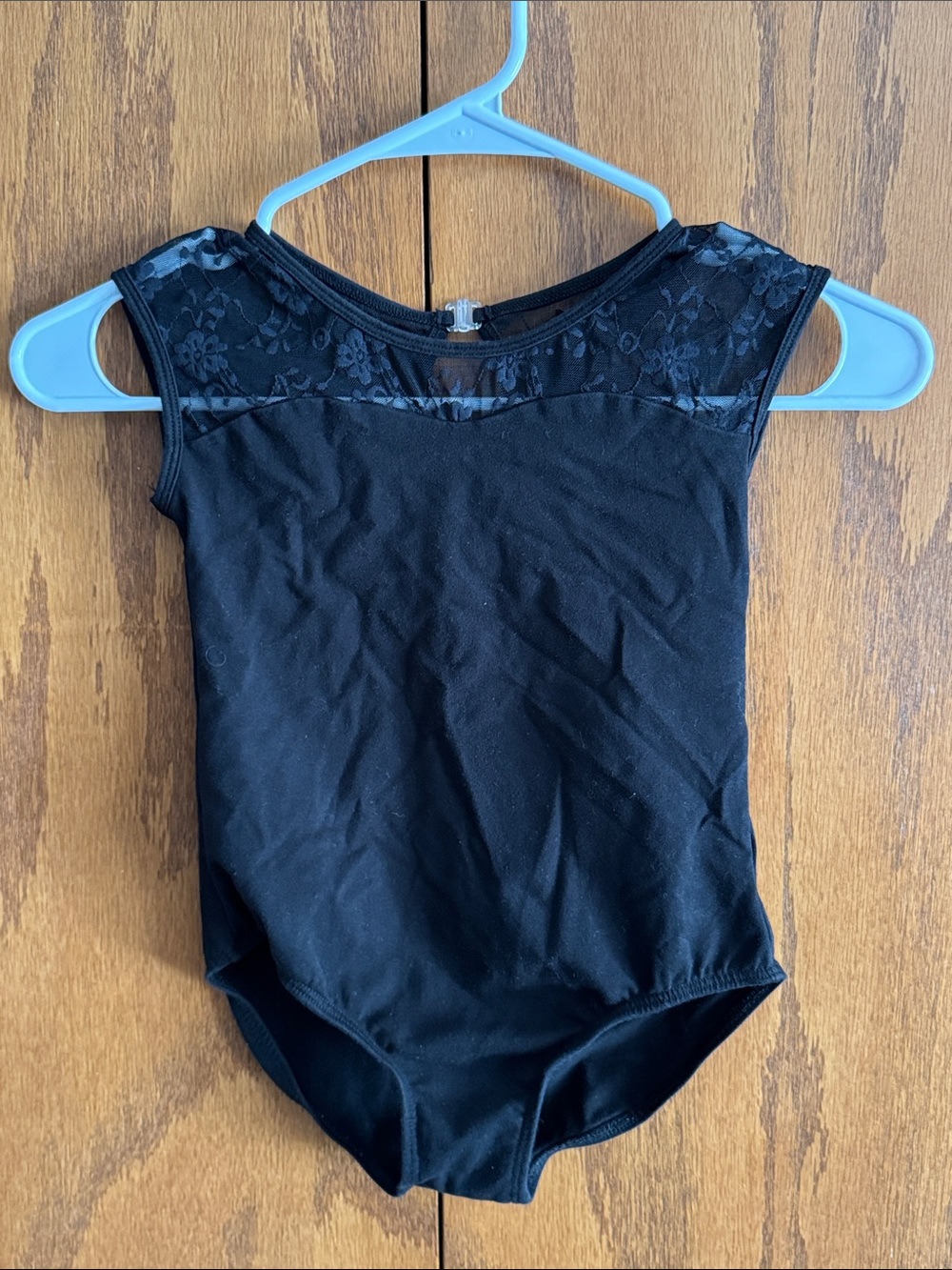 Kids Black Lace-Accent One Piece Leotard